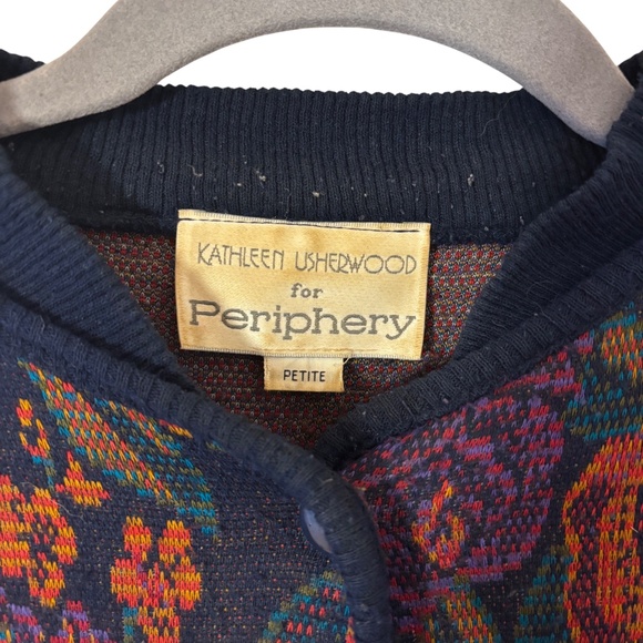Vintage Kathleen Usherwood for Periphery Floral Knit Button Front Sweater Coat - Picture 6 of 16